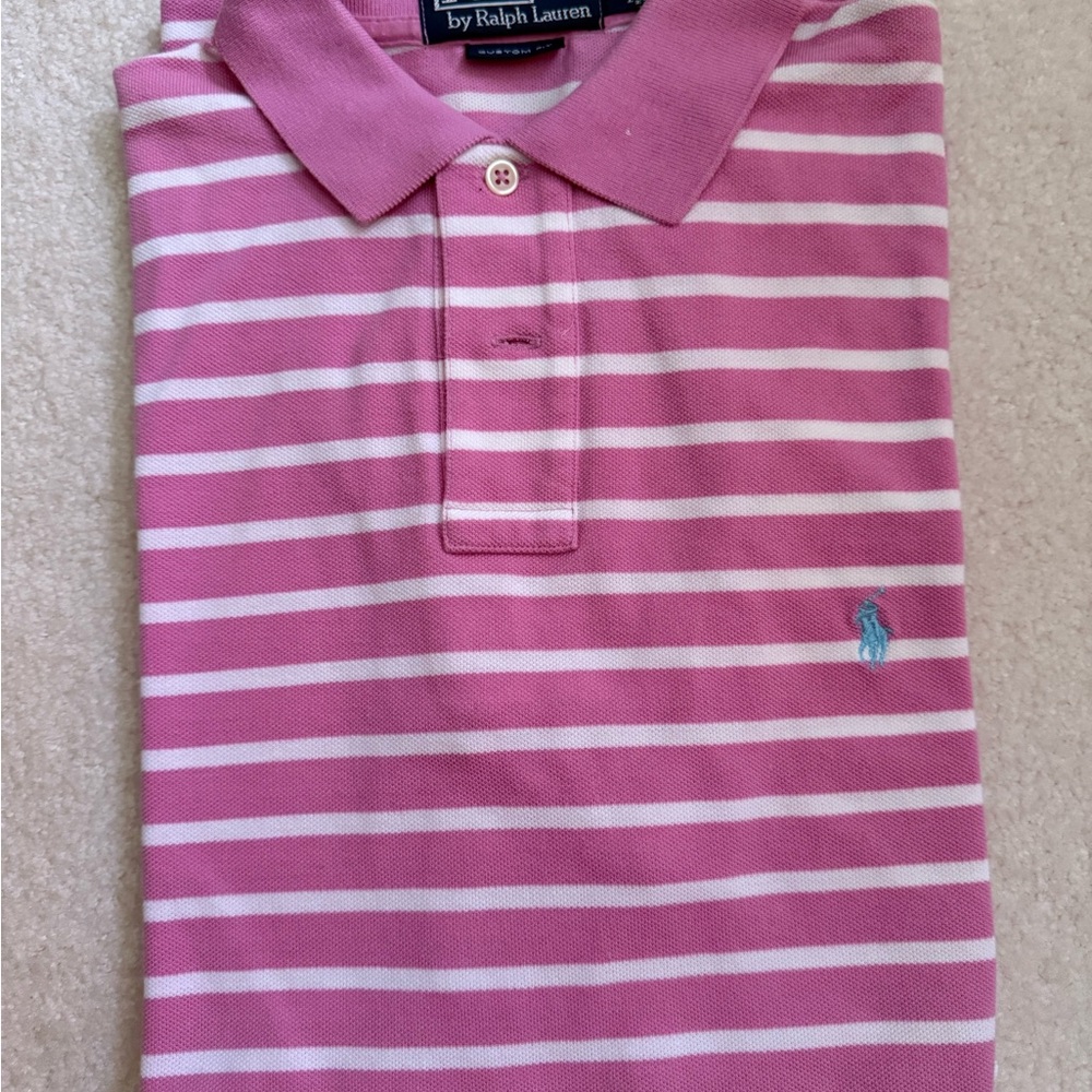 POLO Ralph Lauren Pink and White Striped Polo VINTAGE